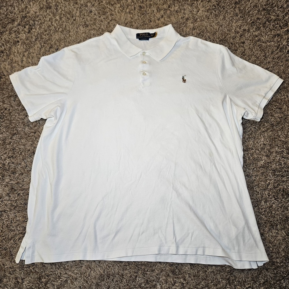 Polo Ralph Lauren Shirt Mens Size 2XL White‎ Classic Fit Full Color Pony